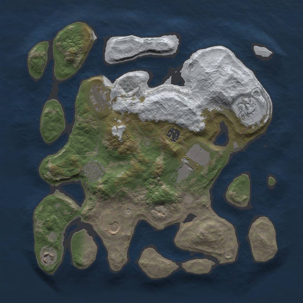 Rust Map: Barren, Size: 3500, Seed: 1181503, 11 Monuments