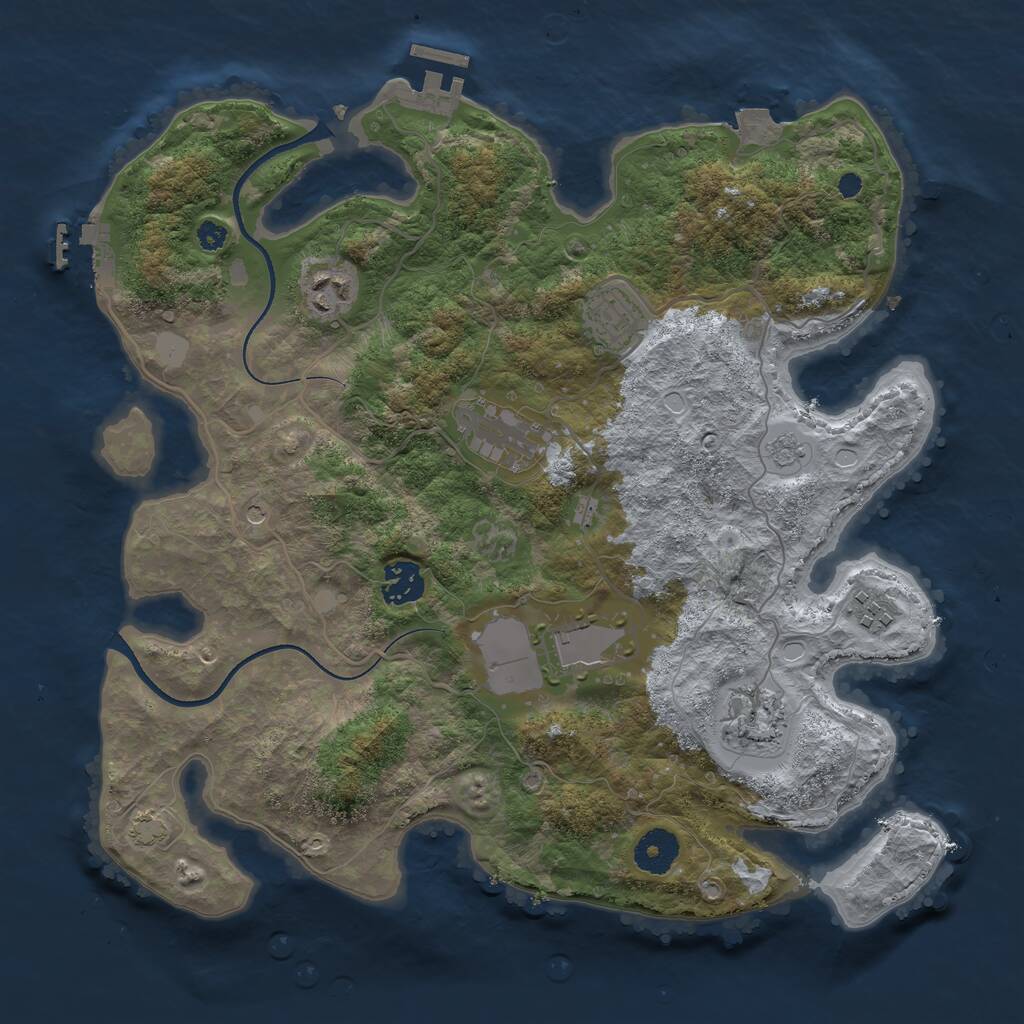 Rust Map: Procedural Map, Size: 3500, Seed: 1807024, 13 Monuments