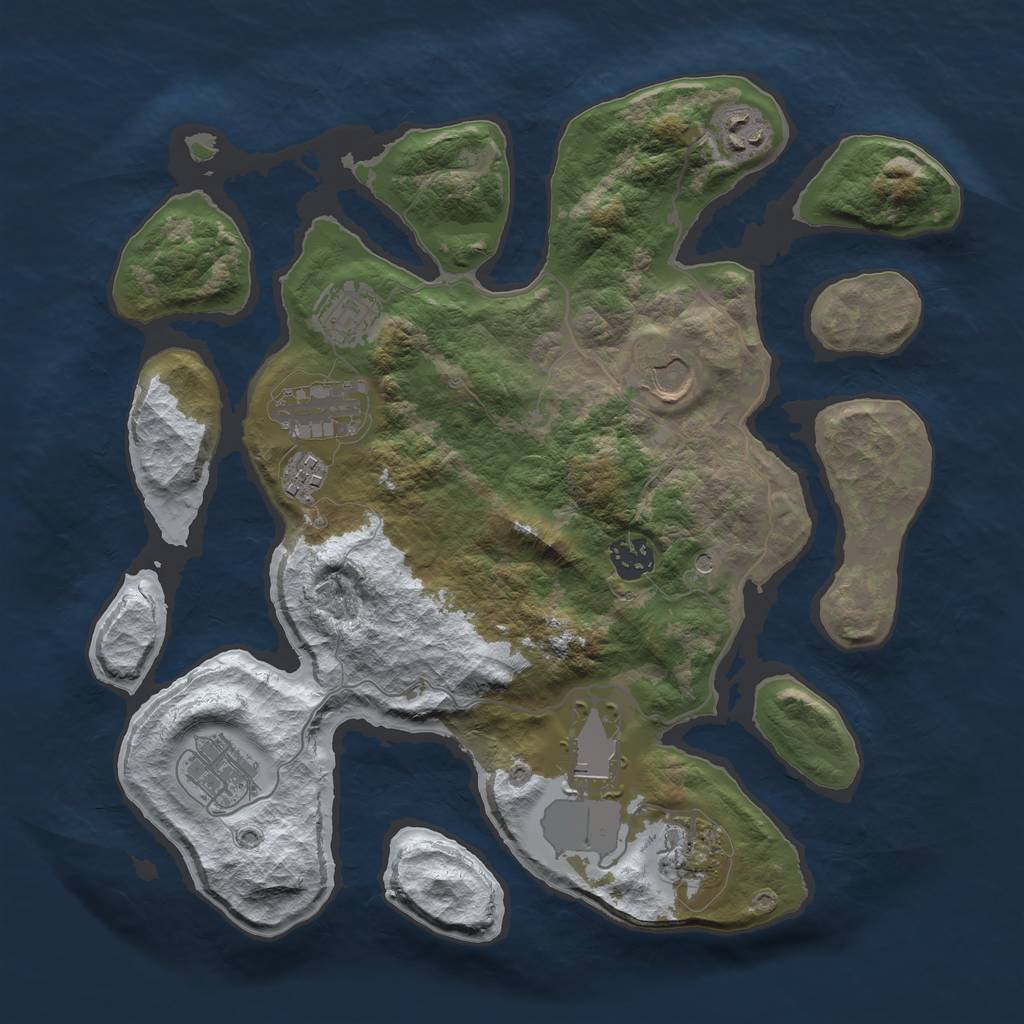 Rust Map: Barren, Size: 3500, Seed: 691260, 12 Monuments