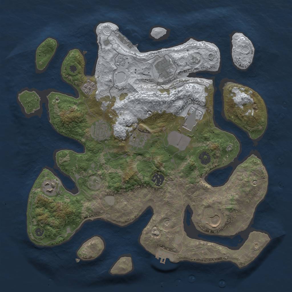 Rust Map: Procedural Map, Size: 3500, Seed: 1612199, 17 Monuments