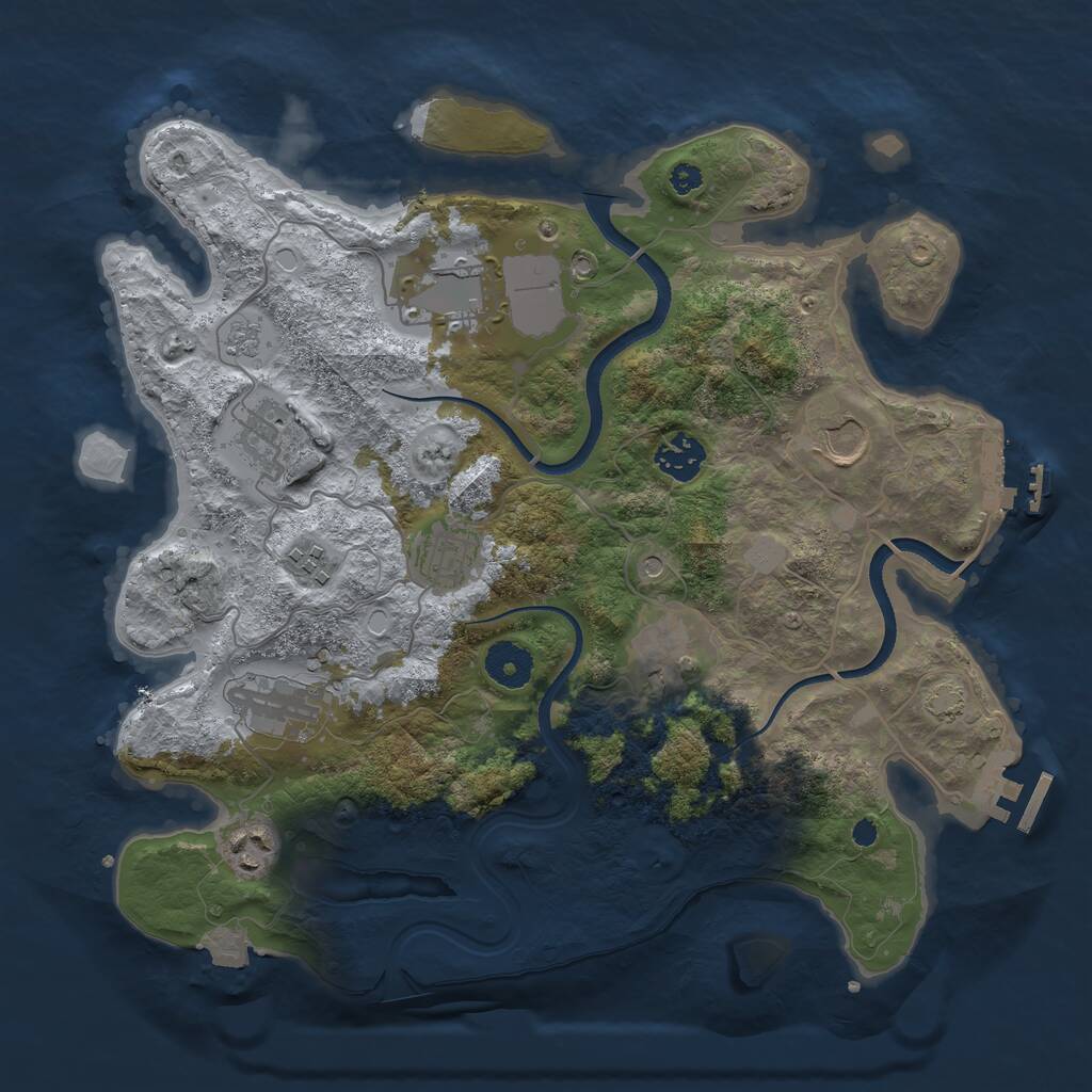 Rust Map: Procedural Map, Size: 3500, Seed: 6643, 15 Monuments