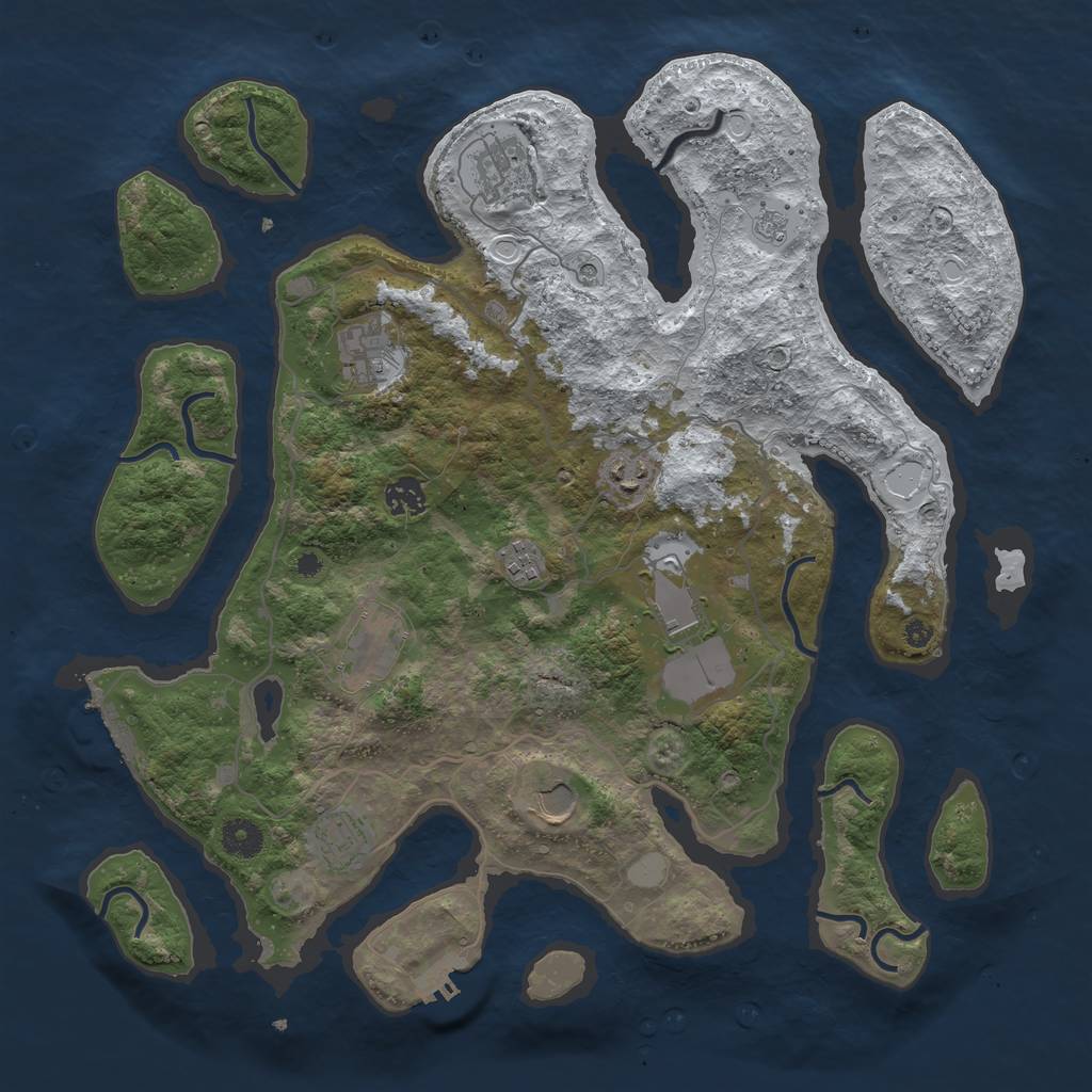 Rust Map: Procedural Map, Size: 4000, Seed: 54232, 18 Monuments