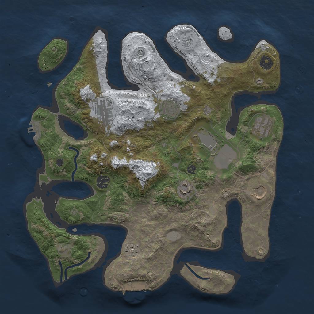 Rust Map: Procedural Map, Size: 3500, Seed: 3239346, 17 Monuments
