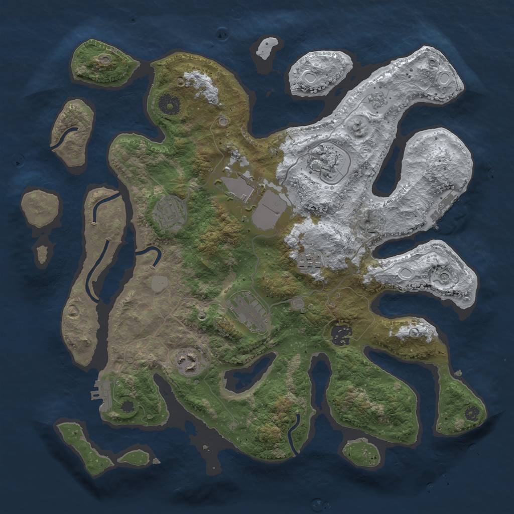 Rust Map: Procedural Map, Size: 3550, Seed: 969377, 16 Monuments
