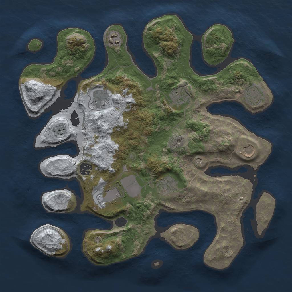 Rust Map: Barren, Size: 3500, Seed: 1613245, 12 Monuments