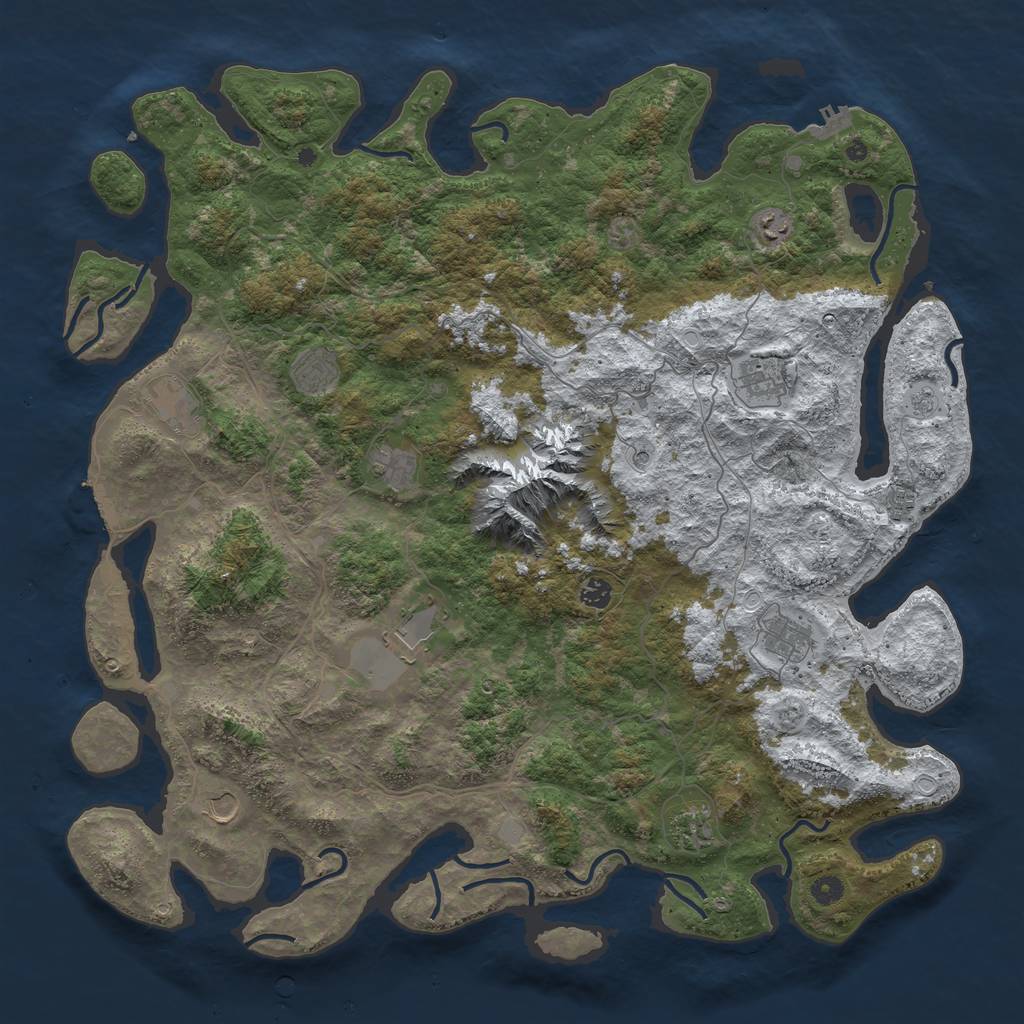 Rust Map: Procedural Map, Size: 5000, Seed: 2562, 20 Monuments