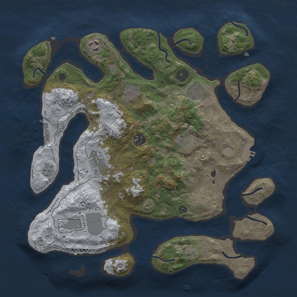 Rust Map: Procedural Map, Size: 3550, Seed: 581066, 17 Monuments