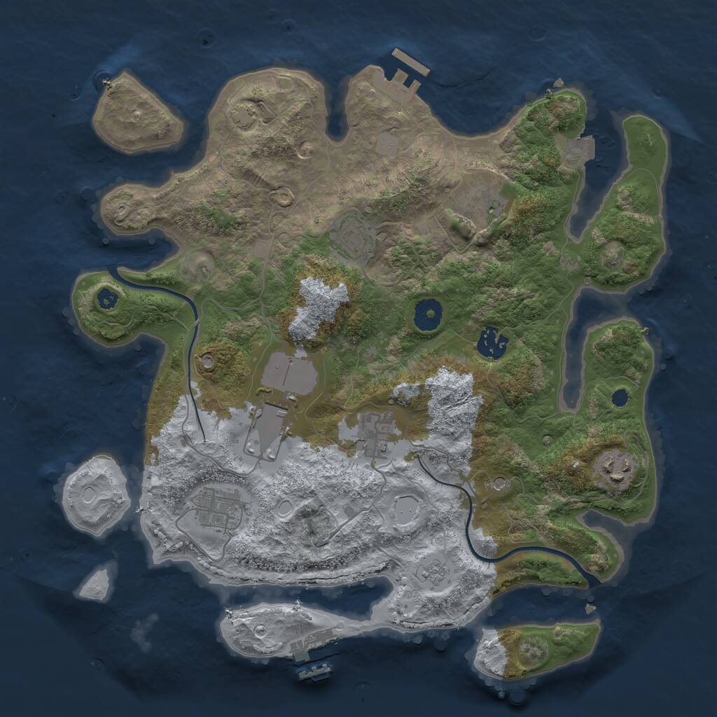 Rust Map: Procedural Map, Size: 3500, Seed: 4230712, 13 Monuments