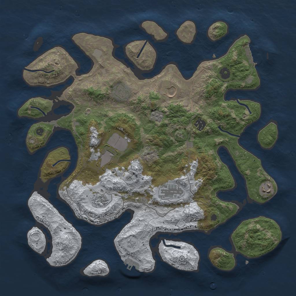 Rust Map: Procedural Map, Size: 4000, Seed: 523490, 17 Monuments