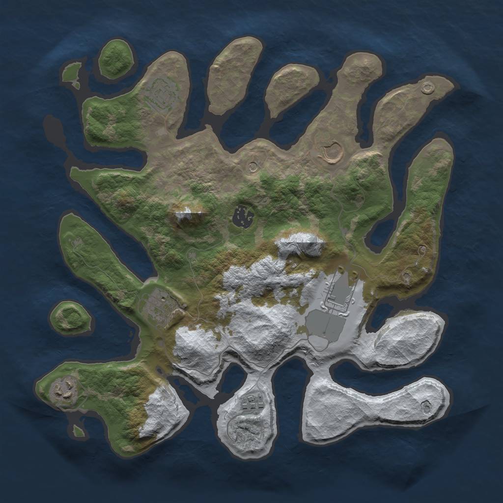 Rust Map: Barren, Size: 3500, Seed: 3573919, 10 Monuments