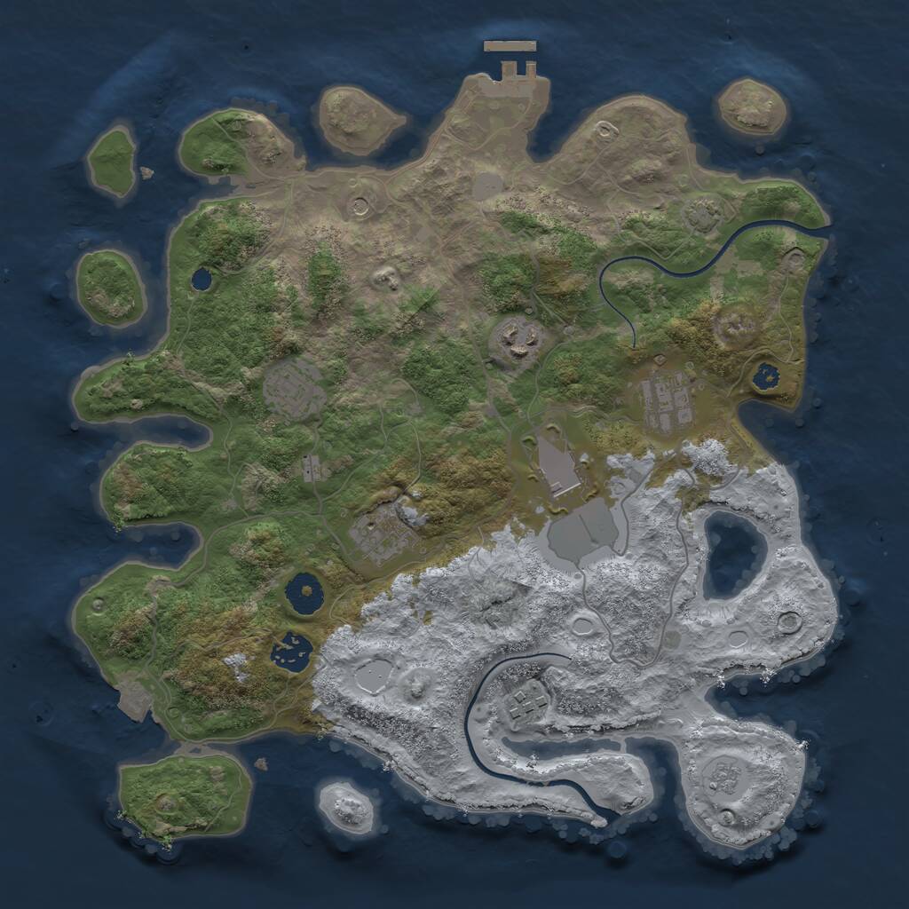 Rust Map: Procedural Map, Size: 3500, Seed: 3917000, 12 Monuments