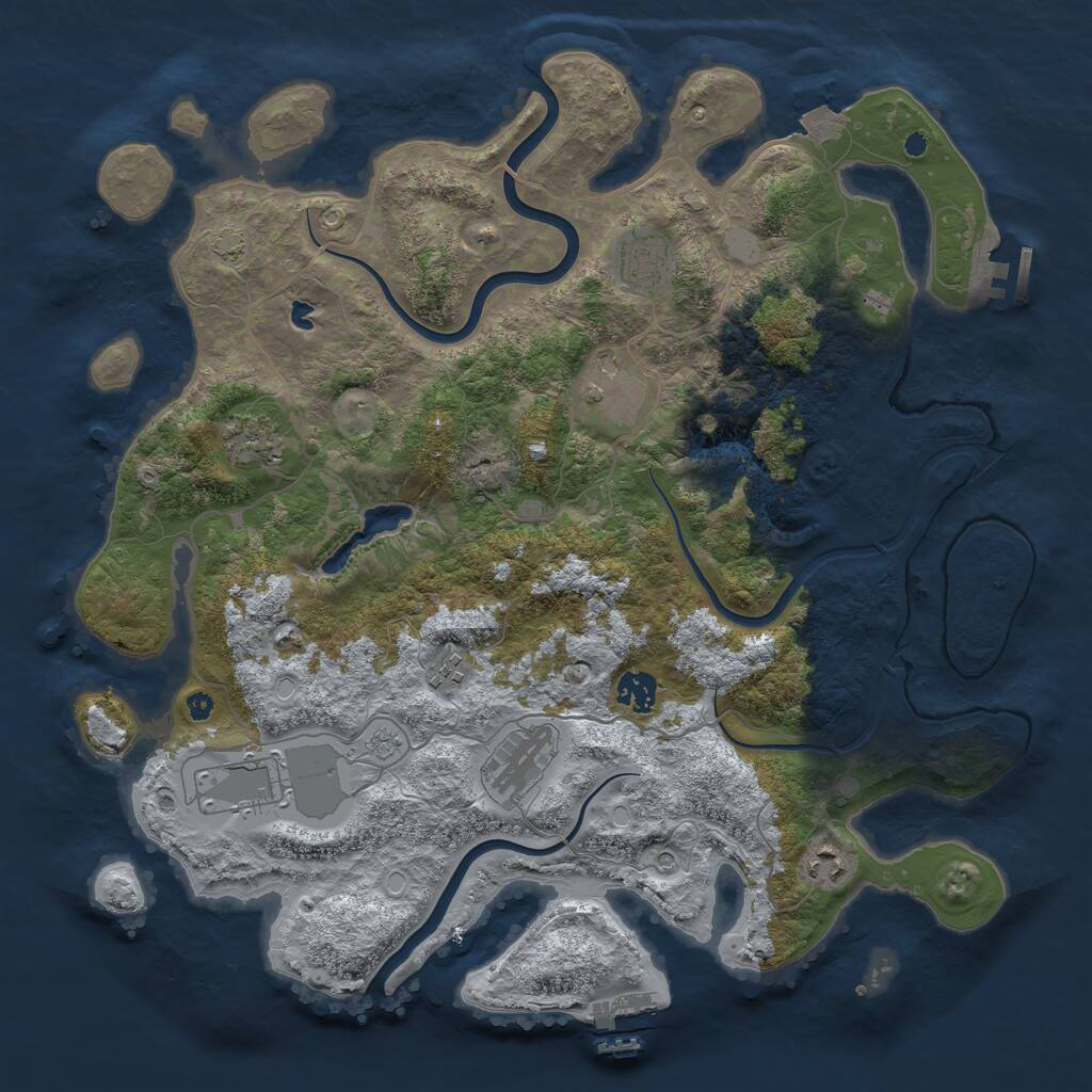 Rust Map: Procedural Map, Size: 4000, Seed: 5334031, 14 Monuments