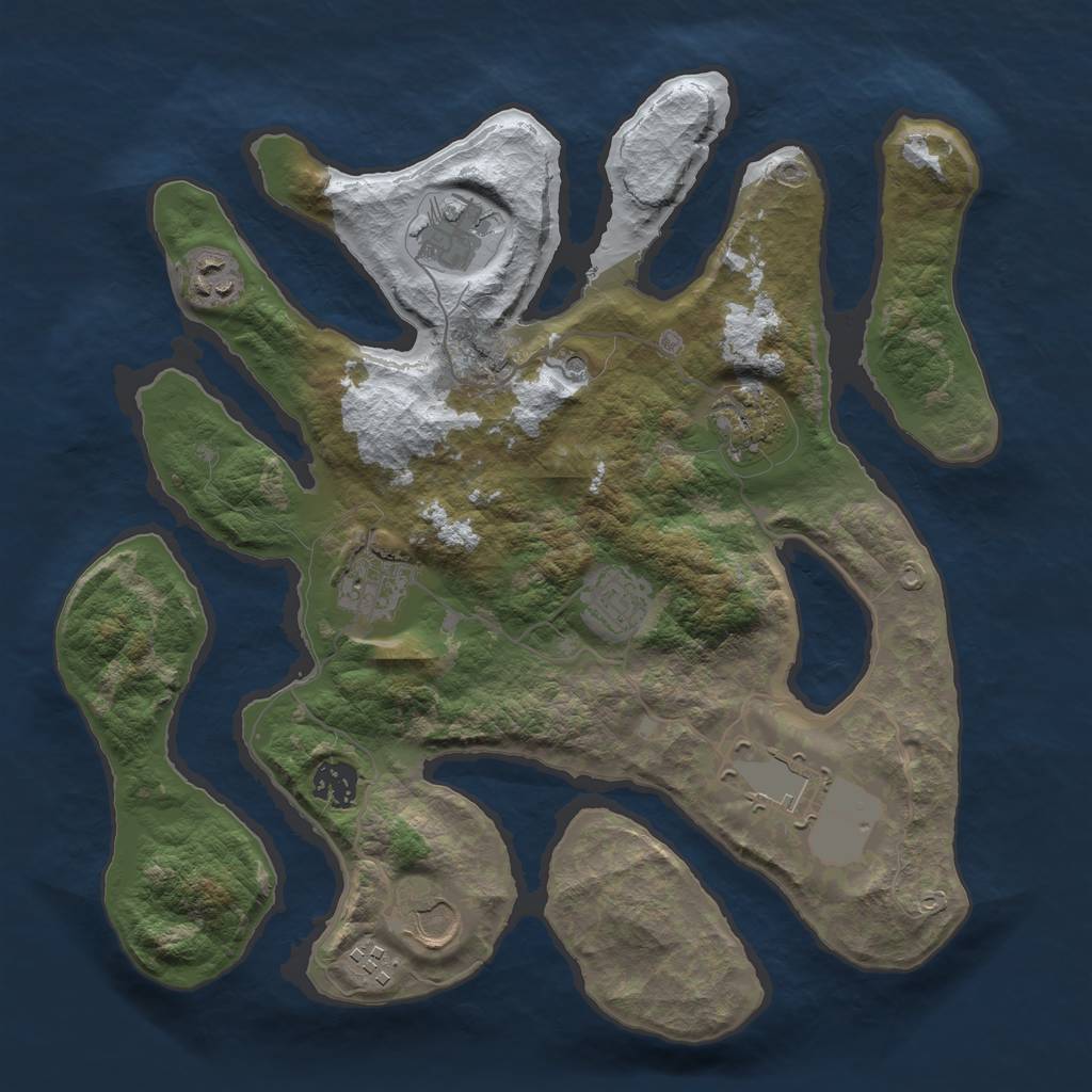 Rust Map: Barren, Size: 3500, Seed: 4486512, 12 Monuments