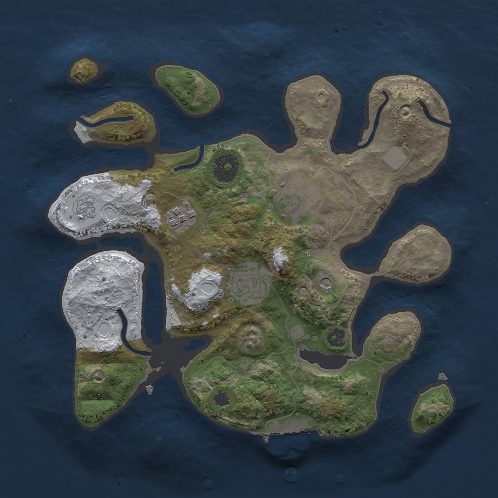 Rust Map: Procedural Map, Size: 2750, Seed: 123456, 11 Monuments
