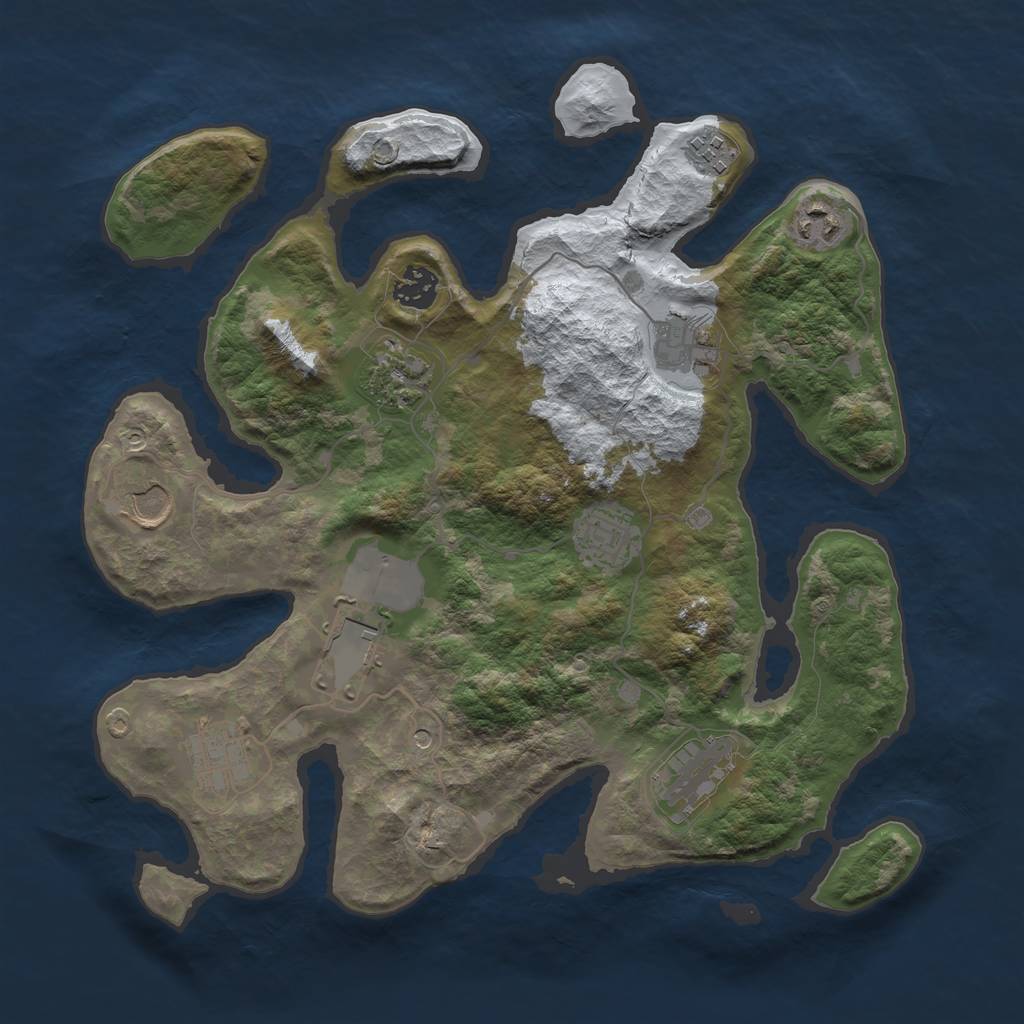 Rust Map: Barren, Size: 3500, Seed: 4256839, 13 Monuments