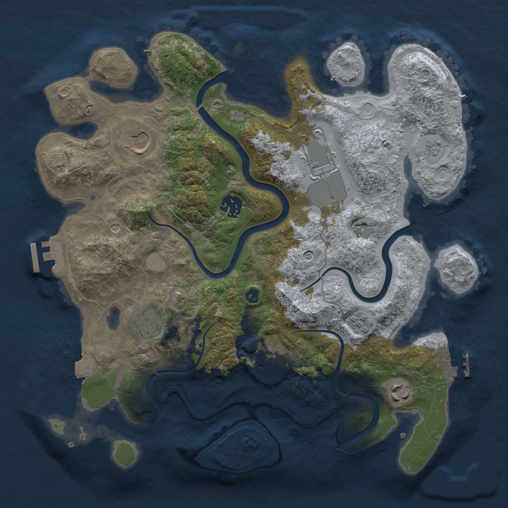 Rust Map: Procedural Map, Size: 3500, Seed: 60155, 13 Monuments