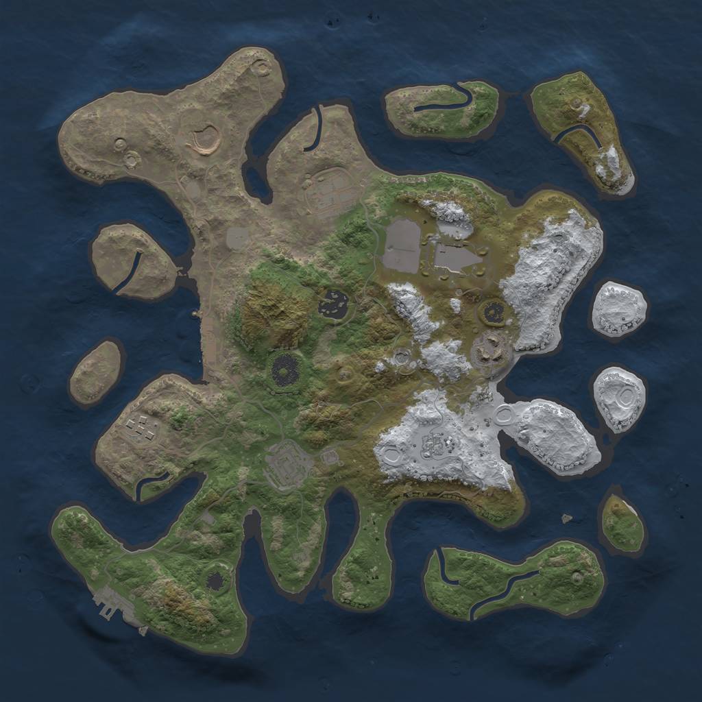 Rust Map: Procedural Map, Size: 3500, Seed: 225637381, 16 Monuments