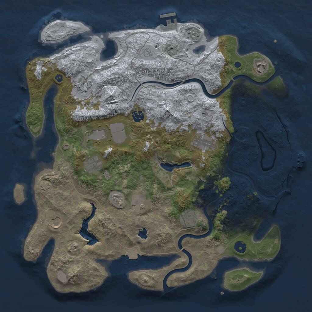 Rust Map: Procedural Map, Size: 4000, Seed: 208339, 16 Monuments