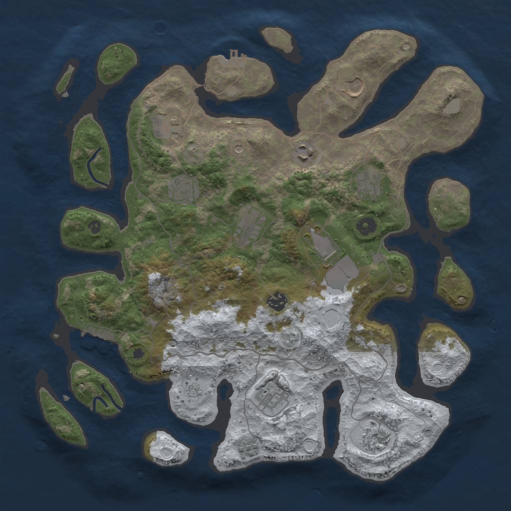 Rust Map: Procedural Map, Size: 4000, Seed: 79668699, 20 Monuments