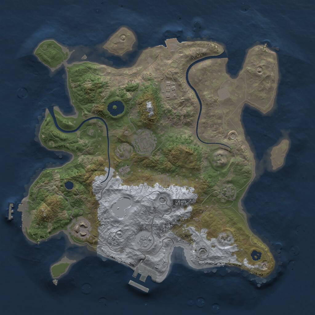 Rust Map: Procedural Map, Size: 3000, Seed: 95499664, 9 Monuments