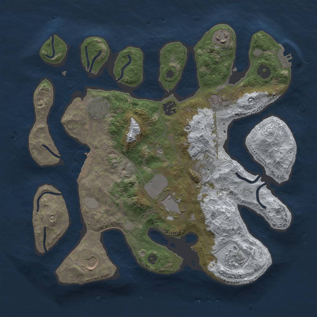 Rust Map: Procedural Map, Size: 3500, Seed: 37416112, 17 Monuments