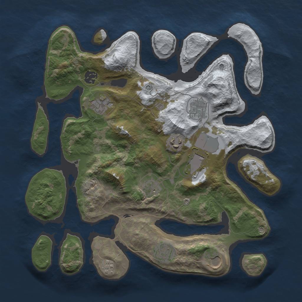 Rust Map: Barren, Size: 3500, Seed: 442626, 12 Monuments