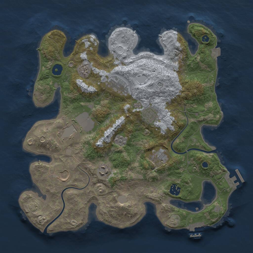 Rust Map: Procedural Map, Size: 3500, Seed: 4749447, 14 Monuments