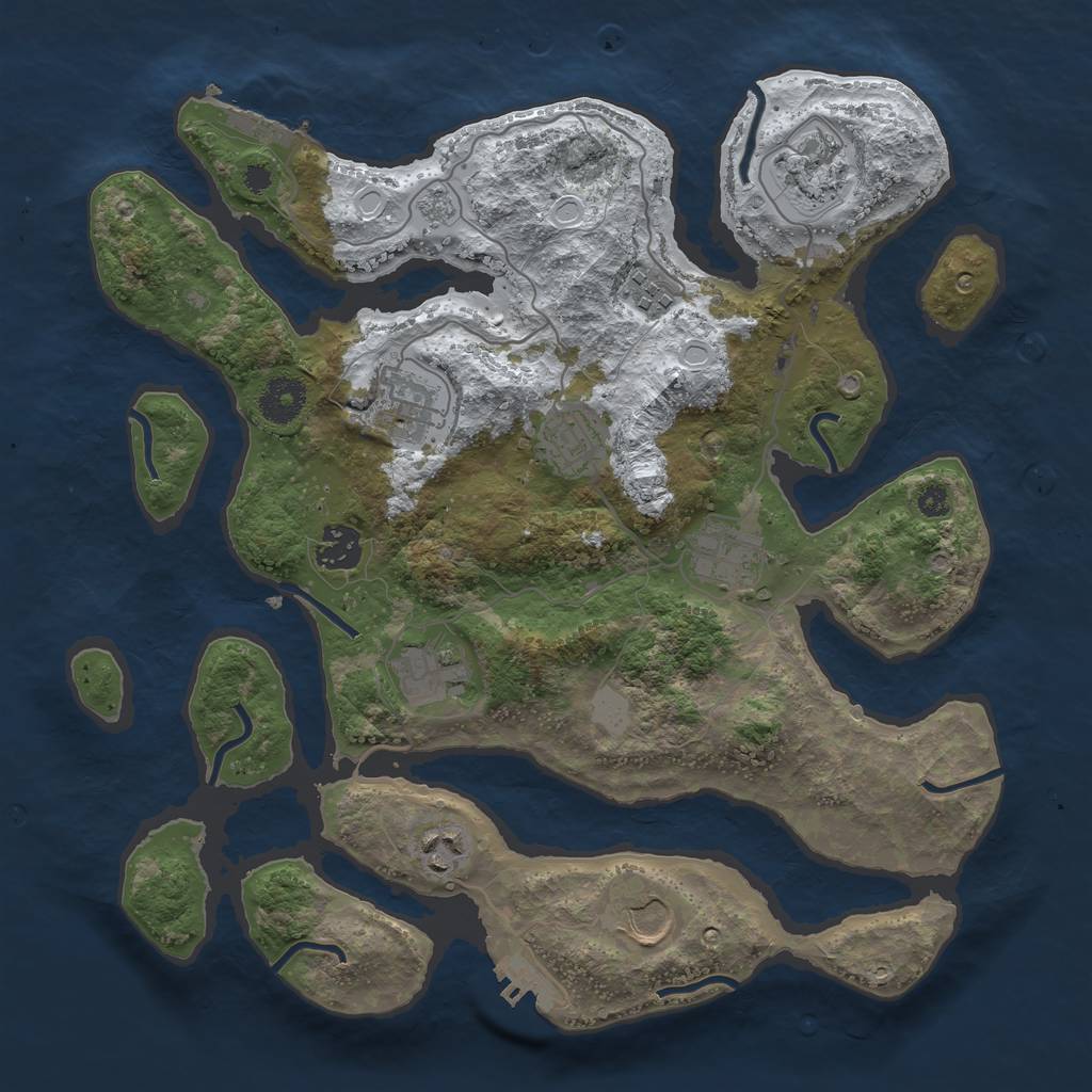 Rust Map: Procedural Map, Size: 3500, Seed: 3907852, 17 Monuments