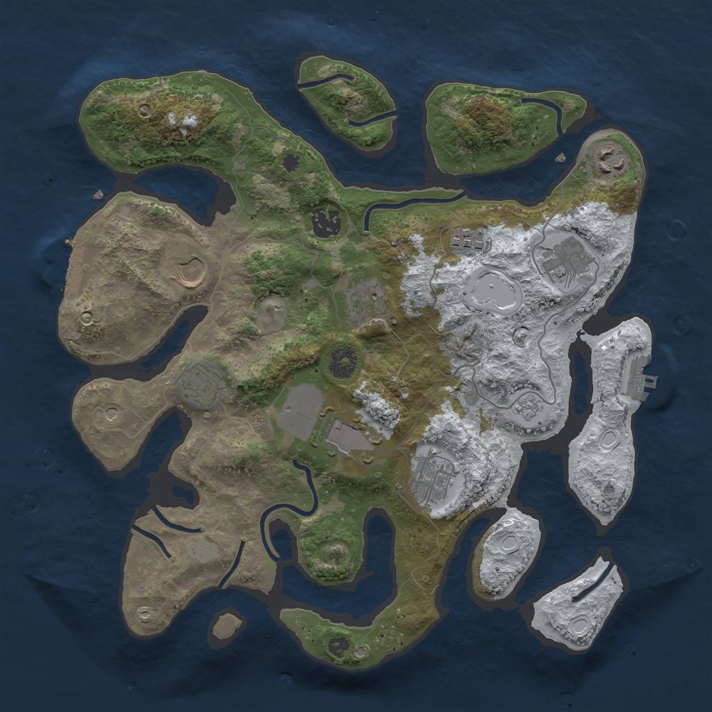 Rust Map: Procedural Map, Size: 3500, Seed: 2566119, 18 Monuments