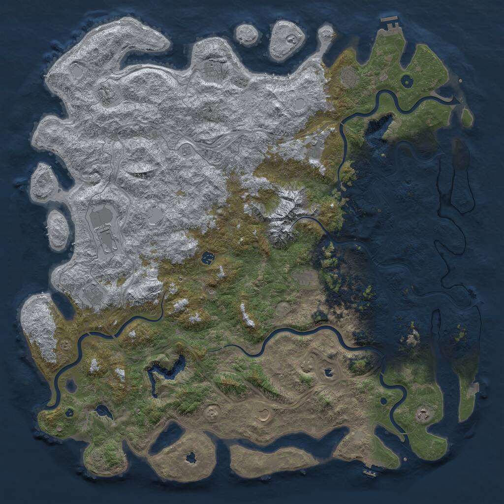 Rust Map: Procedural Map, Size: 6000, Seed: 9871, 17 Monuments