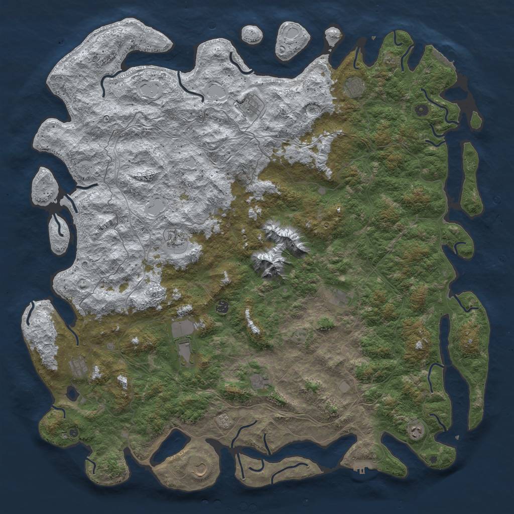 Rust Map: Procedural Map, Size: 6000, Seed: 9871, 20 Monuments