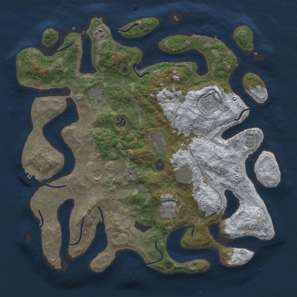 Rust Map: Procedural Map, Size: 4250, Seed: 1084873209, 18 Monuments