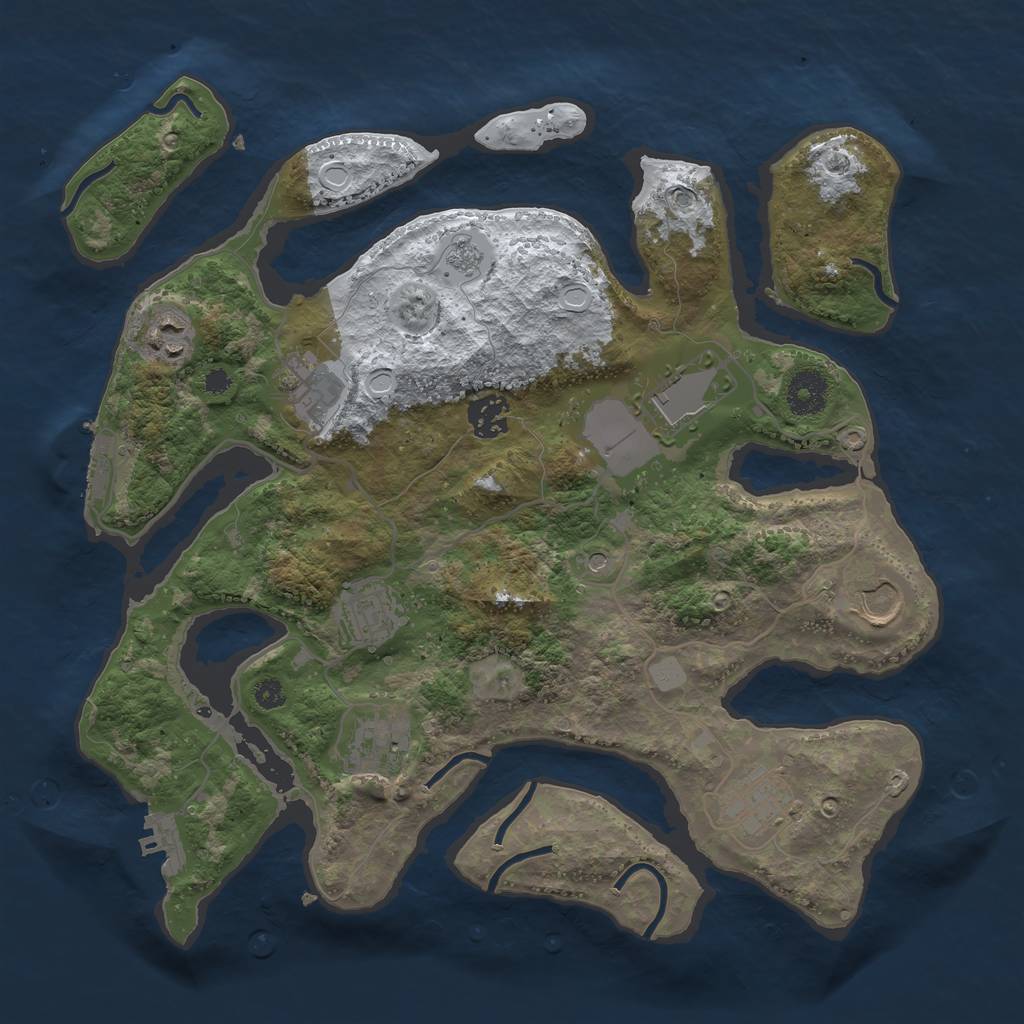 Rust Map: Procedural Map, Size: 3500, Seed: 3610873, 17 Monuments