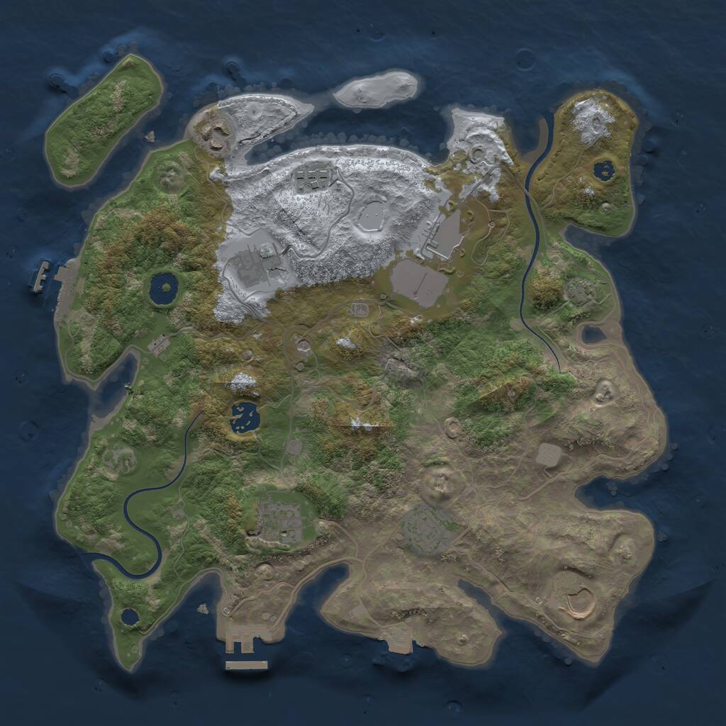 Rust Map: Procedural Map, Size: 3500, Seed: 3610873, 13 Monuments