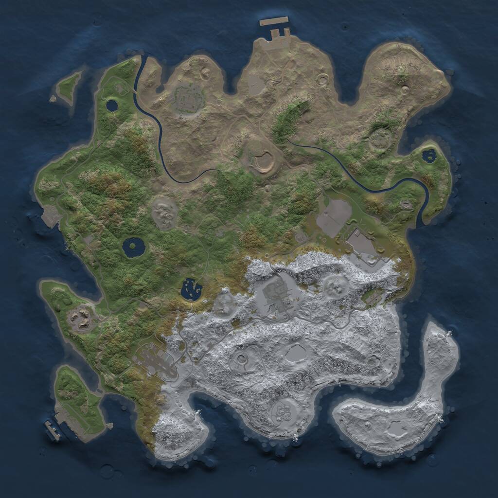 Rust Map: Procedural Map, Size: 3500, Seed: 6312709, 13 Monuments