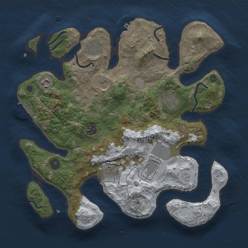 Rust Map: Procedural Map, Size: 3500, Seed: 6312709, 16 Monuments