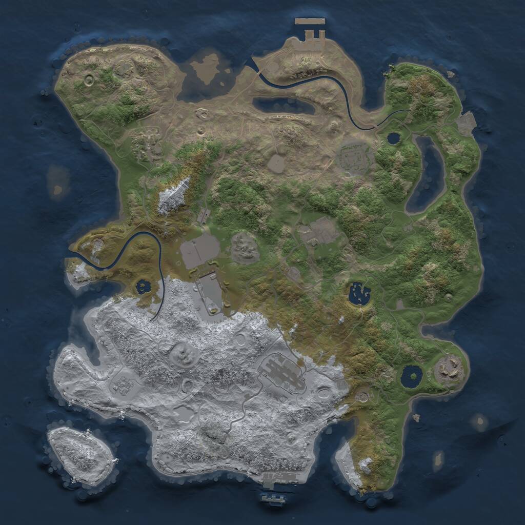Rust Map: Procedural Map, Size: 3500, Seed: 753171, 13 Monuments