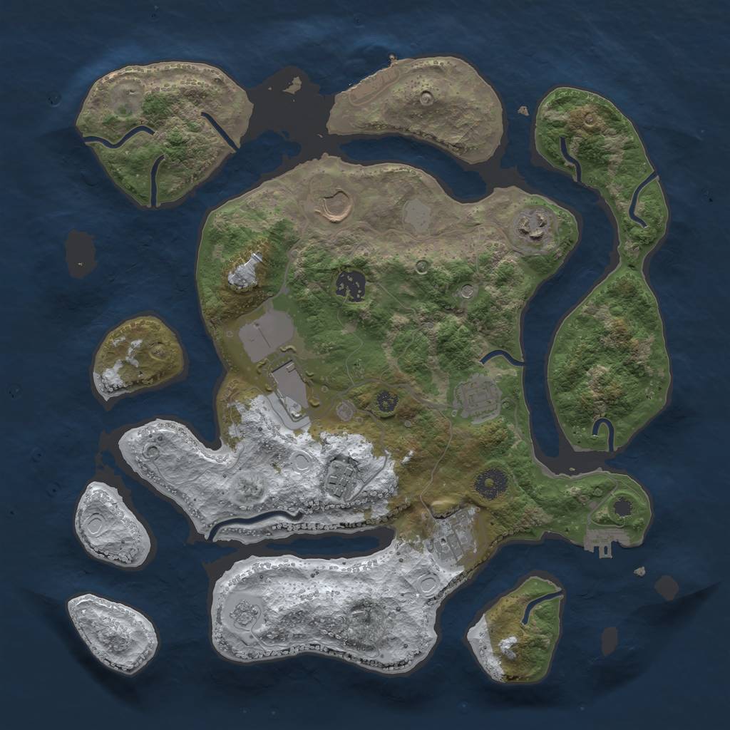 Rust Map: Procedural Map, Size: 3500, Seed: 753171, 16 Monuments