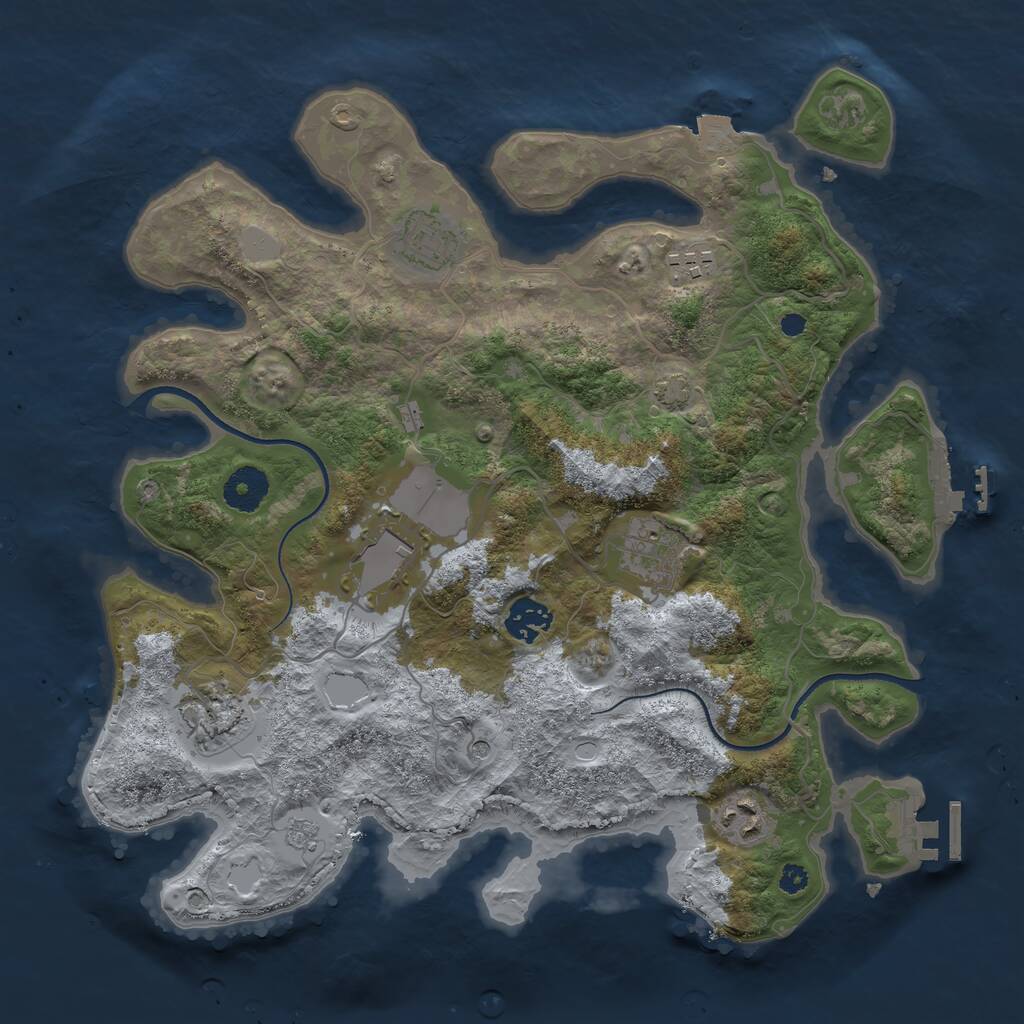Rust Map: Procedural Map, Size: 3500, Seed: 5225087, 13 Monuments