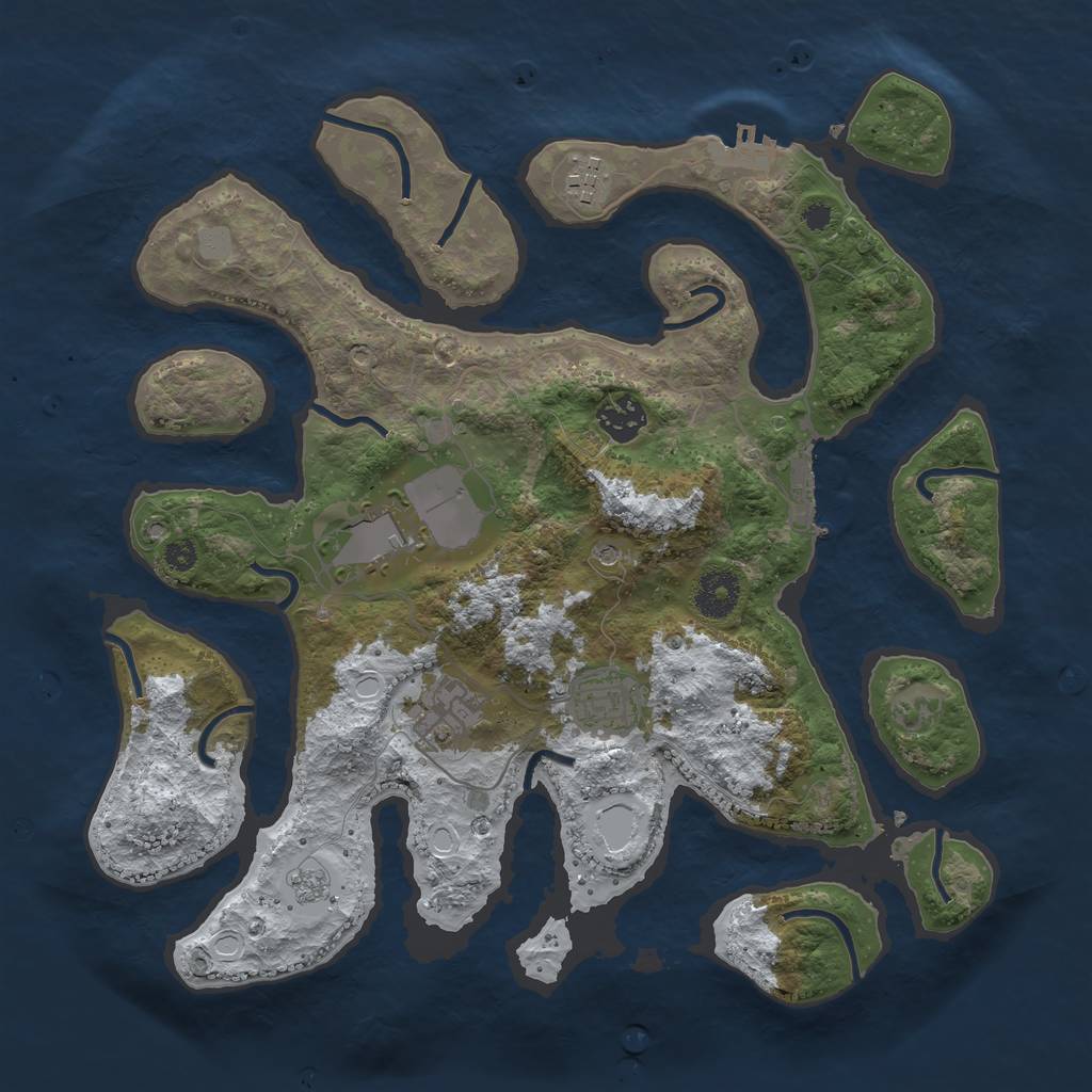 Rust Map: Procedural Map, Size: 3500, Seed: 5225087, 14 Monuments