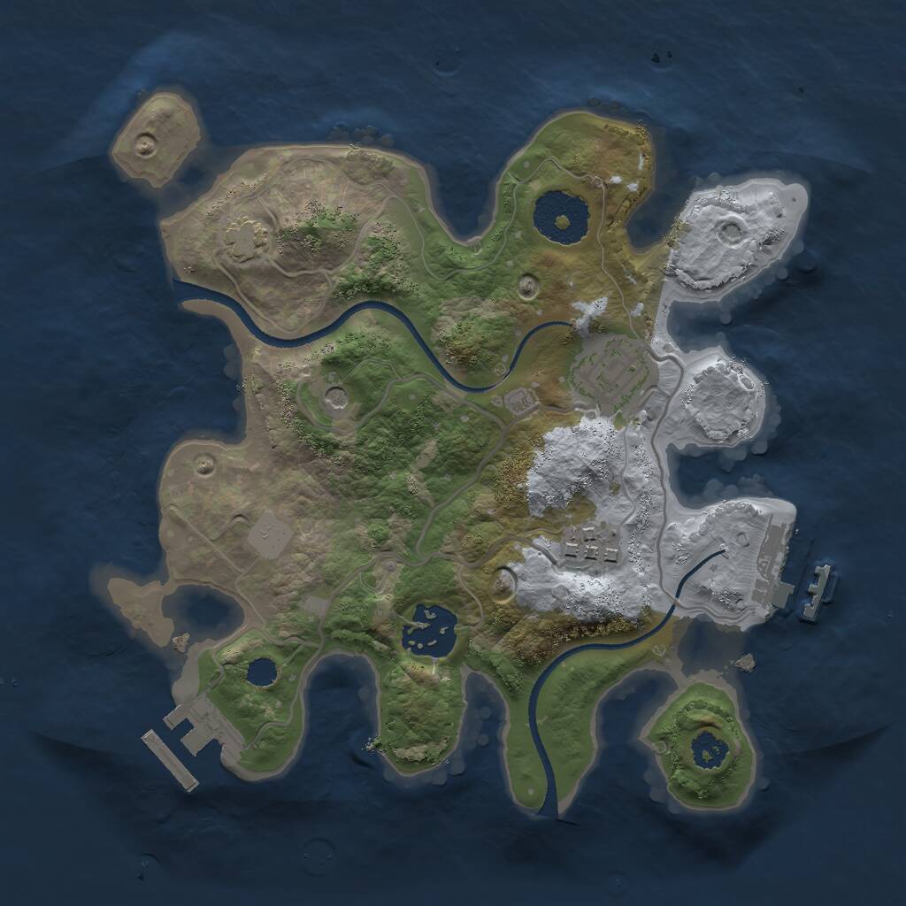 Rust Map: Procedural Map, Size: 2500, Seed: 52565, 8 Monuments
