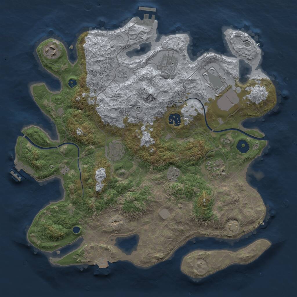 Rust Map: Procedural Map, Size: 3500, Seed: 87414, 13 Monuments
