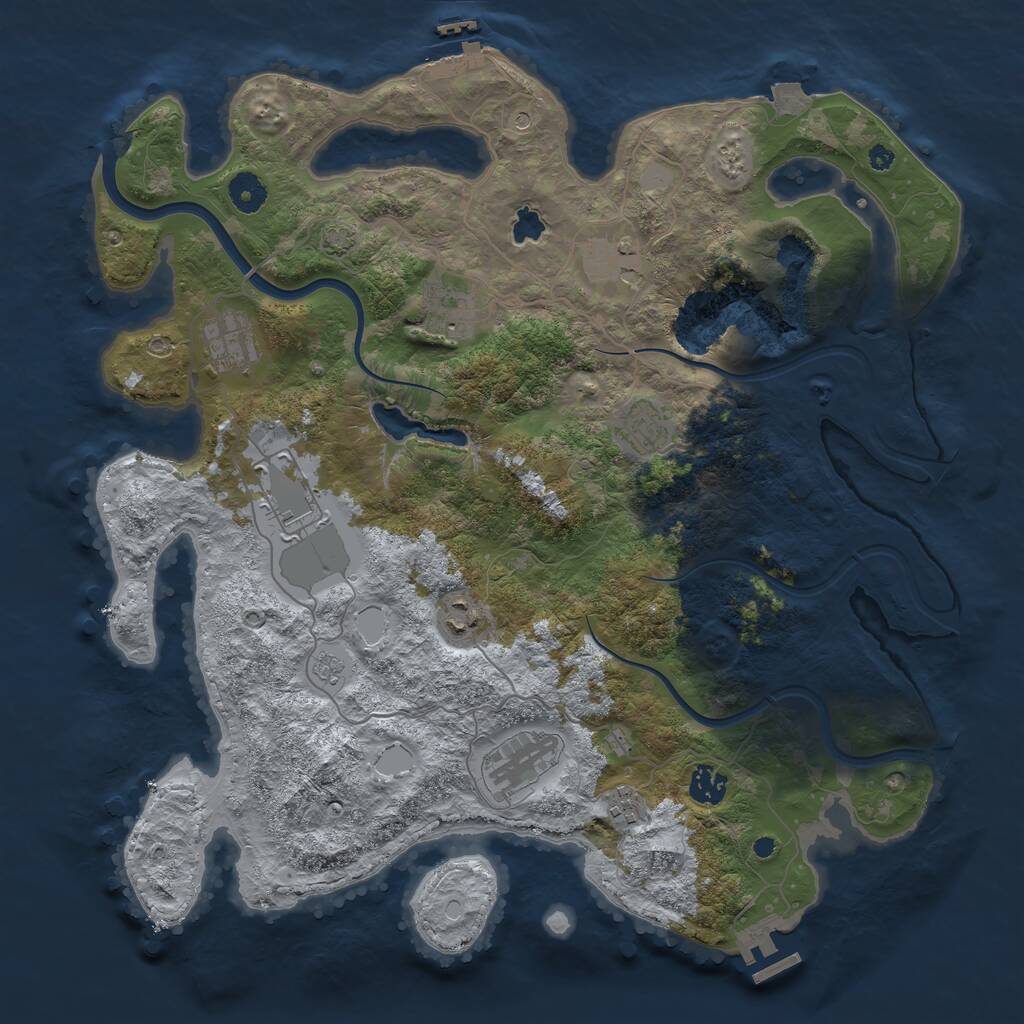 Rust Map: Procedural Map, Size: 4000, Seed: 278661, 15 Monuments