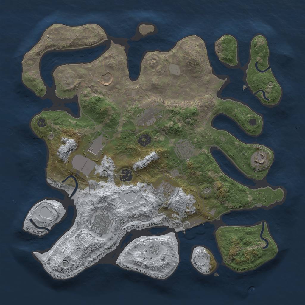 Rust Map: Procedural Map, Size: 3500, Seed: 575288, 16 Monuments