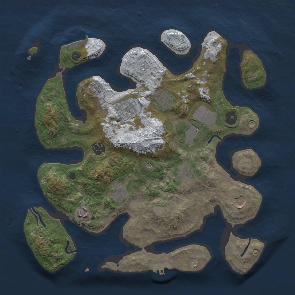 Rust Map: Procedural Map, Size: 3500, Seed: 5093217, 18 Monuments