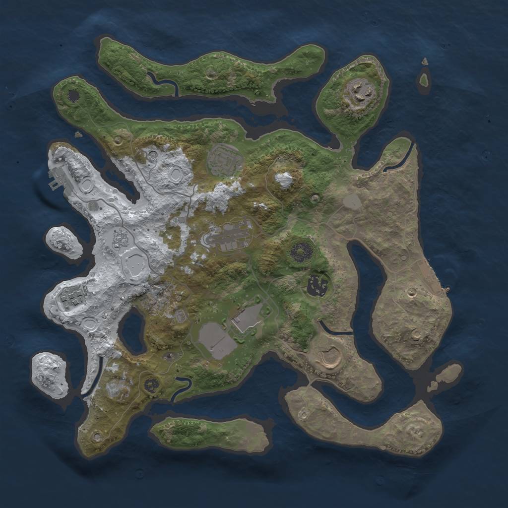 Rust Map: Procedural Map, Size: 3500, Seed: 2288707, 16 Monuments