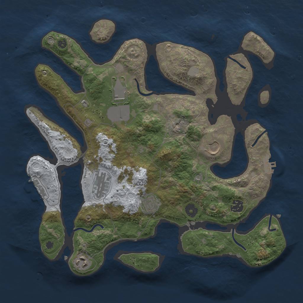Rust Map: Procedural Map, Size: 3500, Seed: 279834212, 14 Monuments