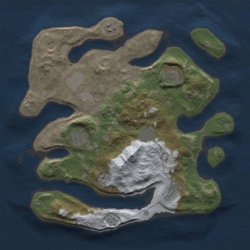 Rust Map: Barren, Size: 3500, Seed: 1658703, 11 Monuments