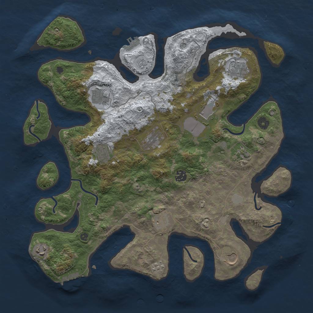Rust Map: Procedural Map, Size: 3950, Seed: 166067226, 20 Monuments