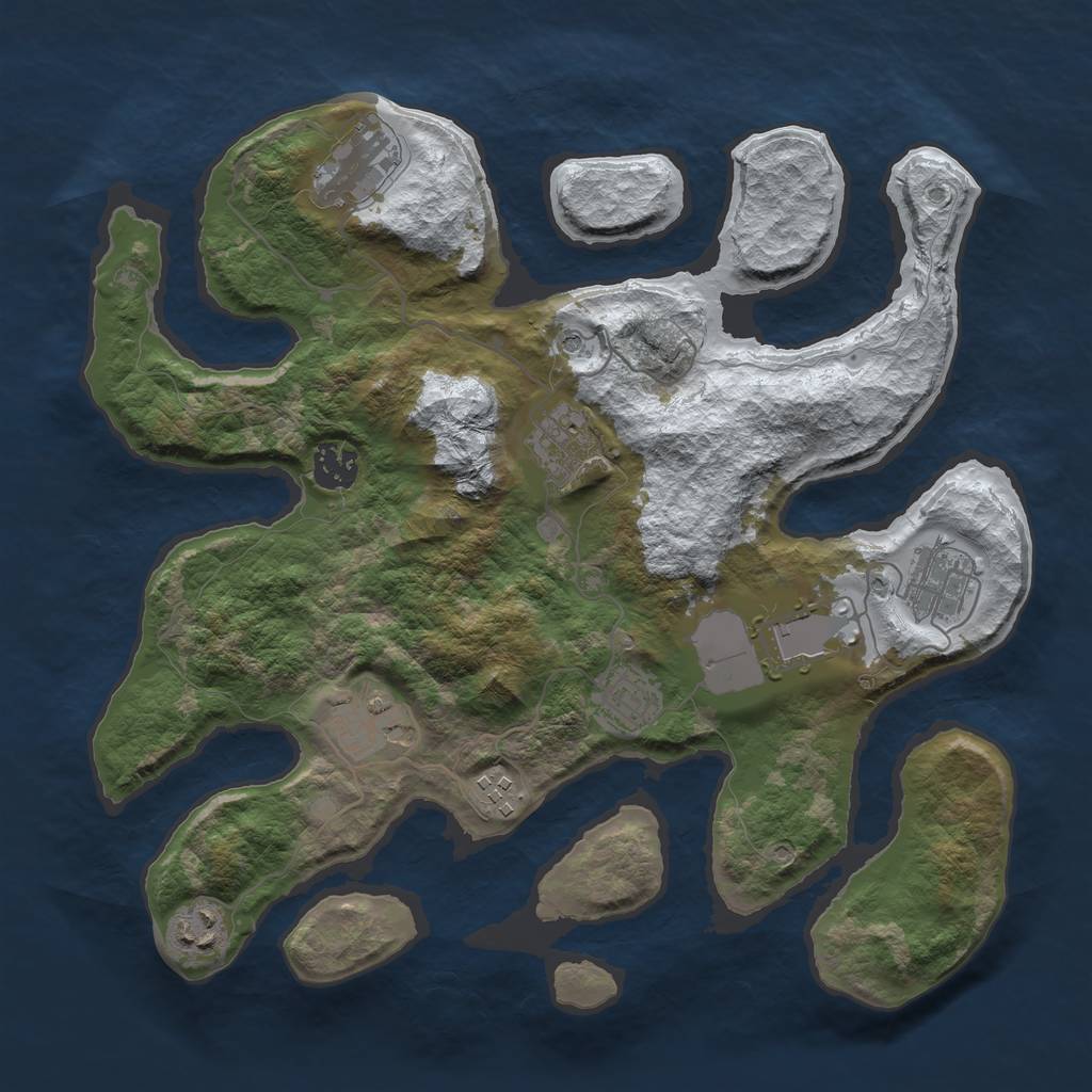 Rust Map: Barren, Size: 3500, Seed: 1019987, 12 Monuments
